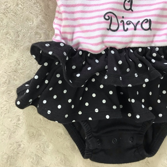 Koala Baby Born a Diva Romper Pink Black White - Picture 2 of 5